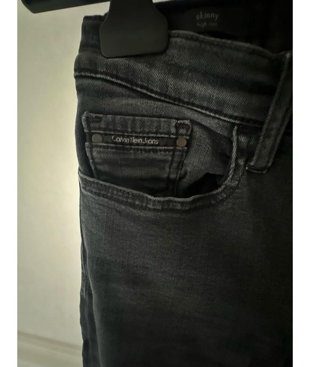 CALVIN KLEIN Черные хлопко-эластановые джинсы слим, фото 4