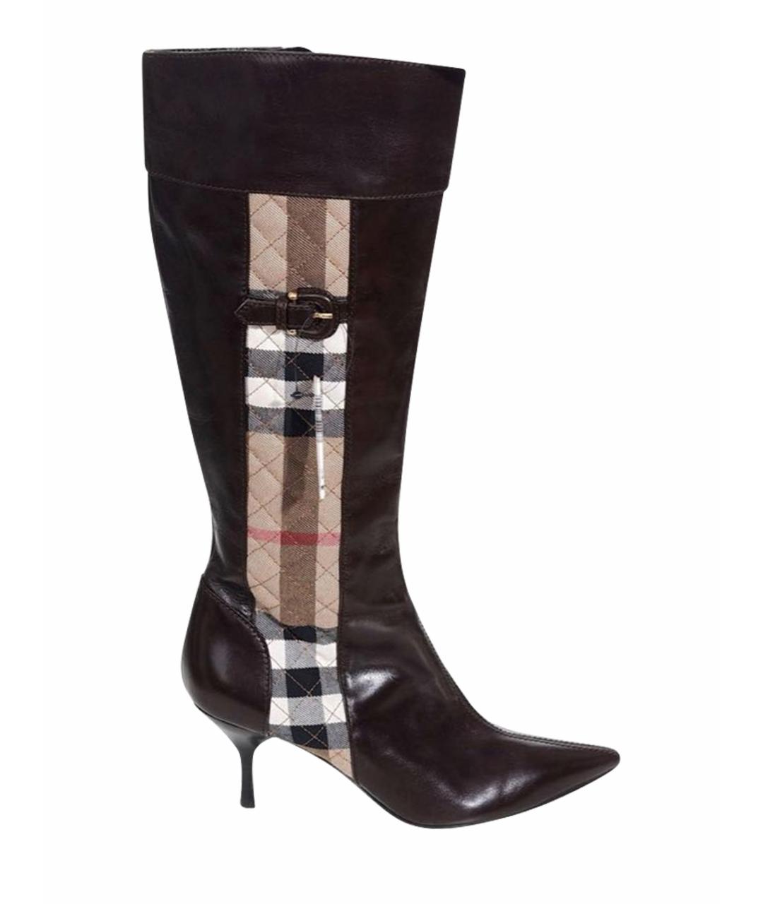 BURBERRY Коричневые кожаные сапоги, фото 1