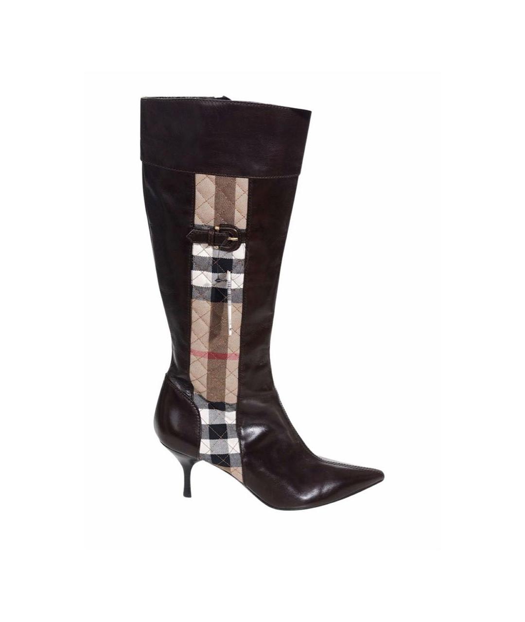 BURBERRY Коричневые кожаные сапоги, фото 9