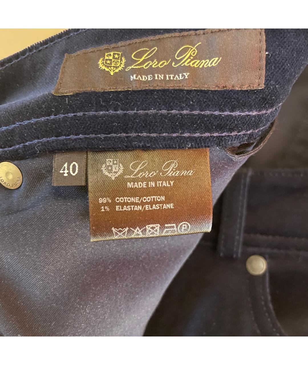 LORO PIANA Темно-синие хлопко-эластановые прямые джинсы, фото 3