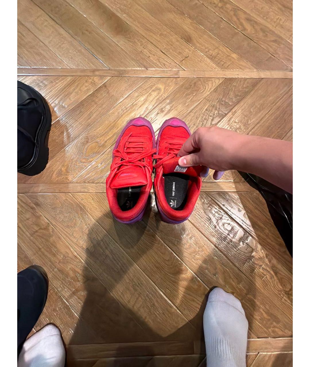 ADIDAS X RAF SIMONS Красные текстильные низкие кроссовки / кеды, фото 3