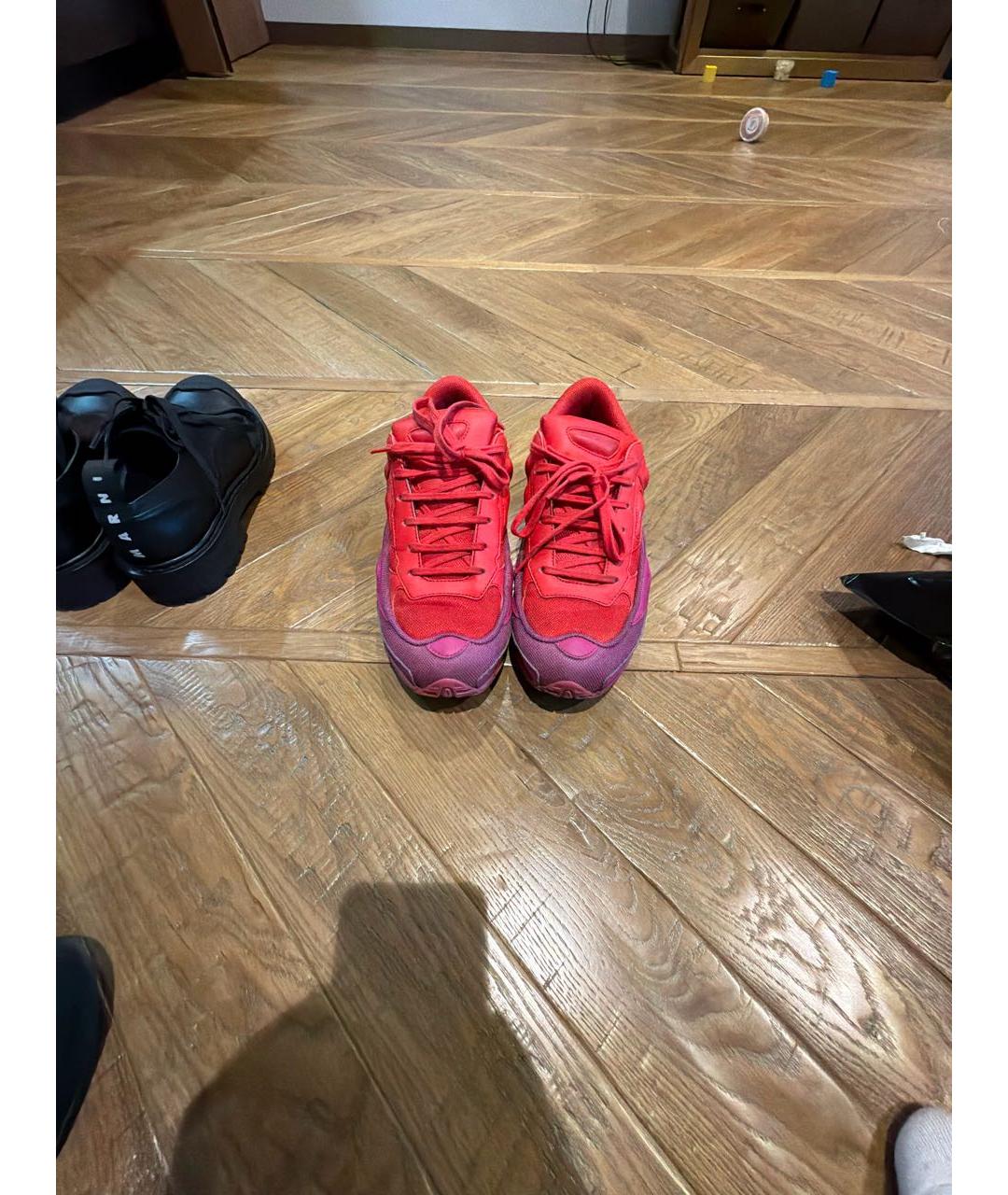 ADIDAS X RAF SIMONS Красные текстильные низкие кроссовки / кеды, фото 2