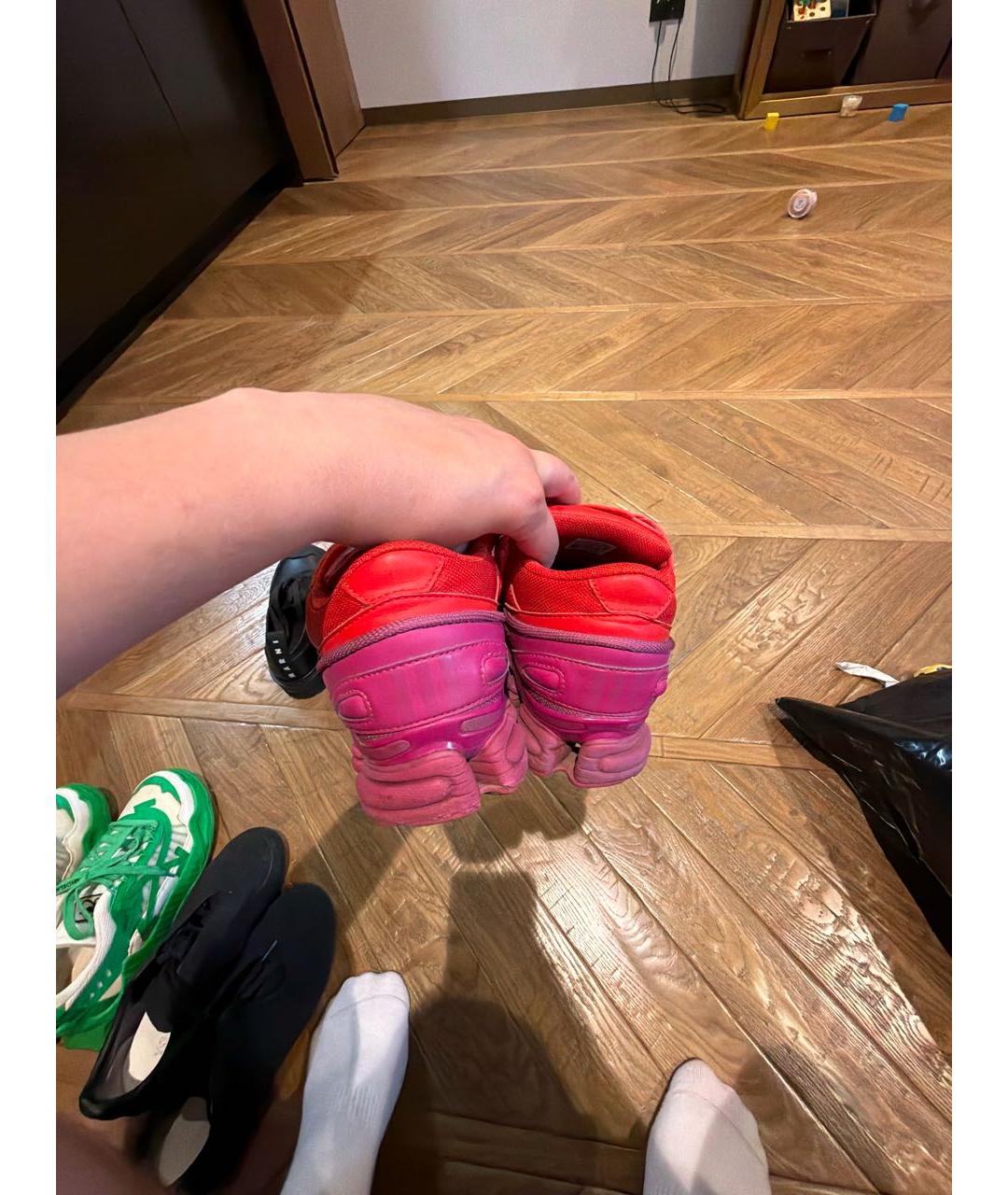 ADIDAS X RAF SIMONS Красные текстильные низкие кроссовки / кеды, фото 4
