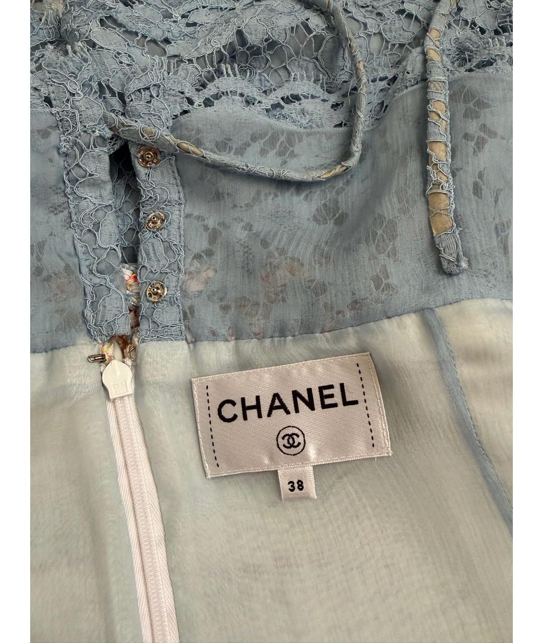 CHANEL Голубое твидовое повседневное платье, фото 2