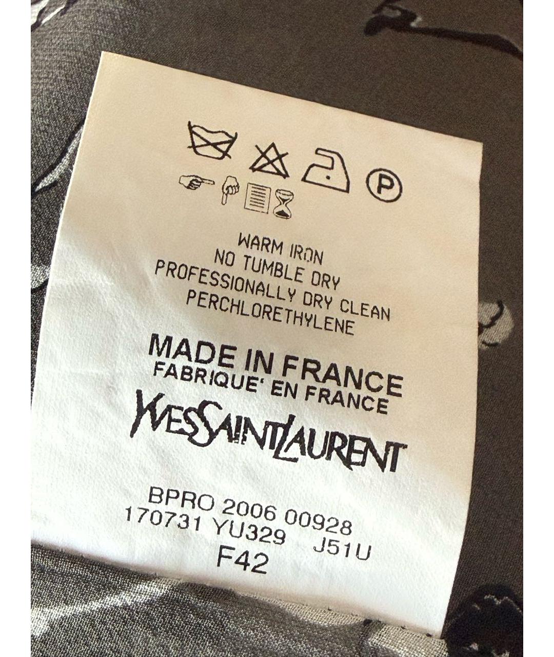 SAINT LAURENT Серая шелковая юбка миди, фото 5