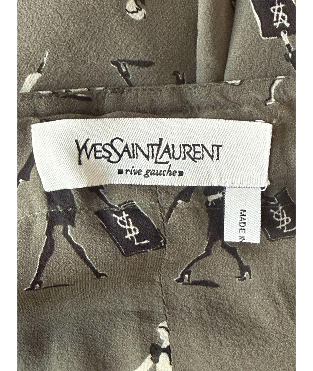 SAINT LAURENT Серая шелковая юбка миди, фото 4