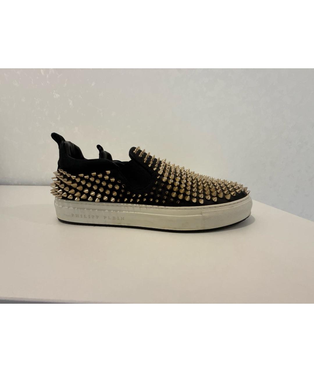 PHILIPP PLEIN Черные кожаные слипоны, фото 9