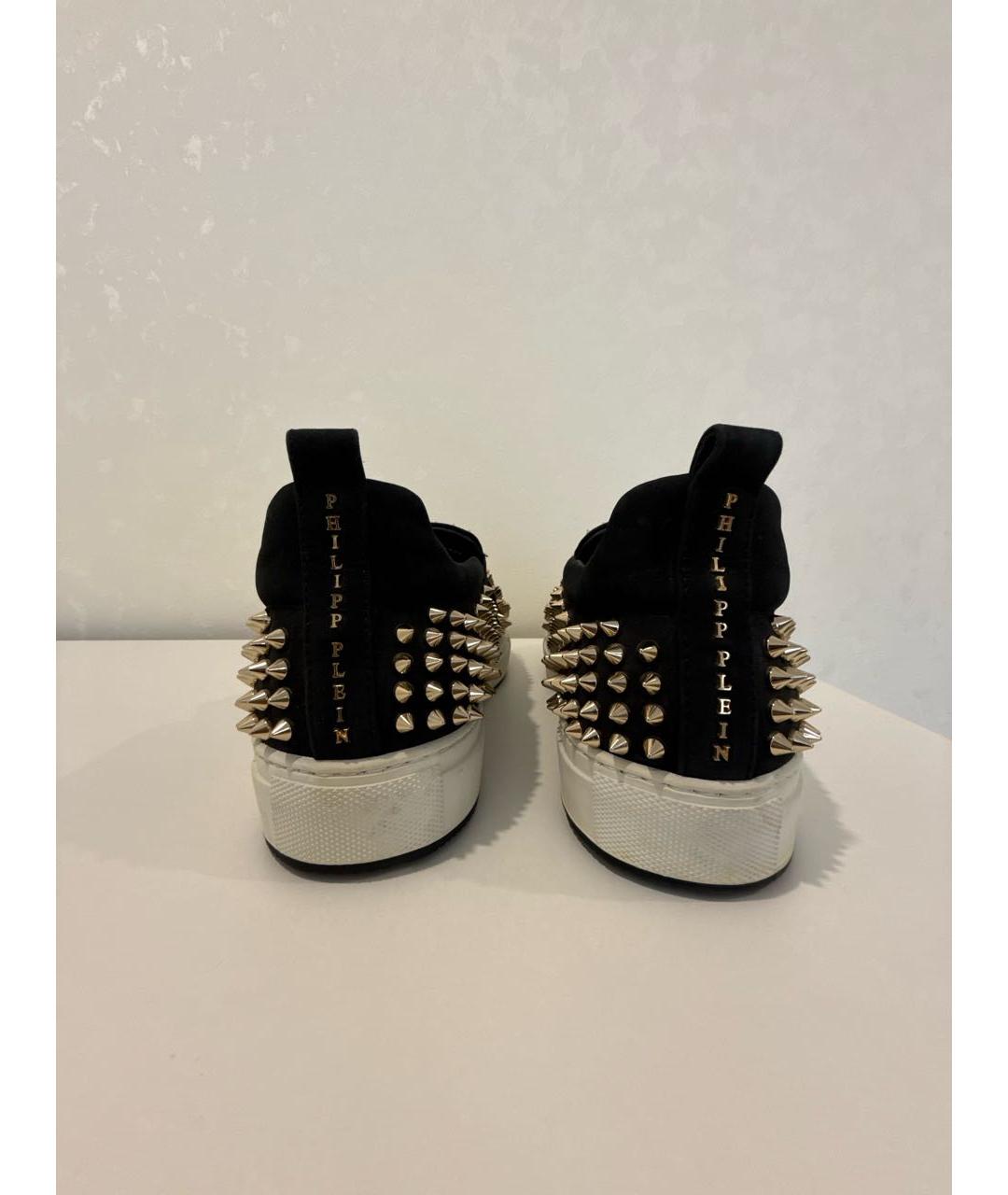 PHILIPP PLEIN Черные кожаные слипоны, фото 4
