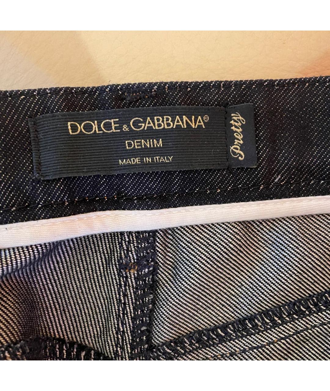 DOLCE&GABBANA Темно-синие хлопковые джинсы слим, фото 4
