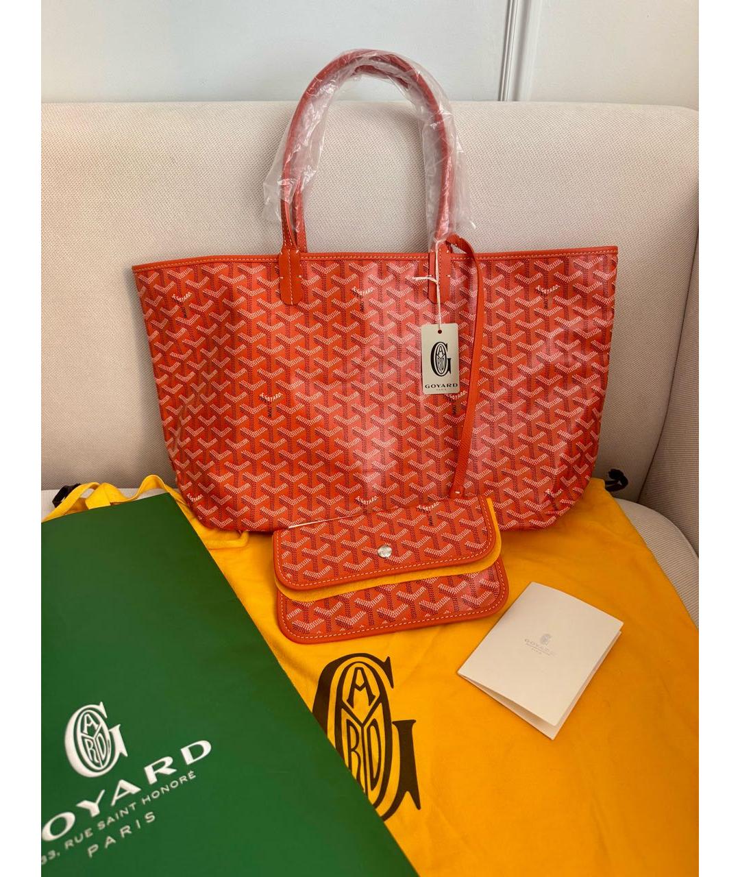 GOYARD Оранжевая сумка с короткими ручками из канвы, фото 2