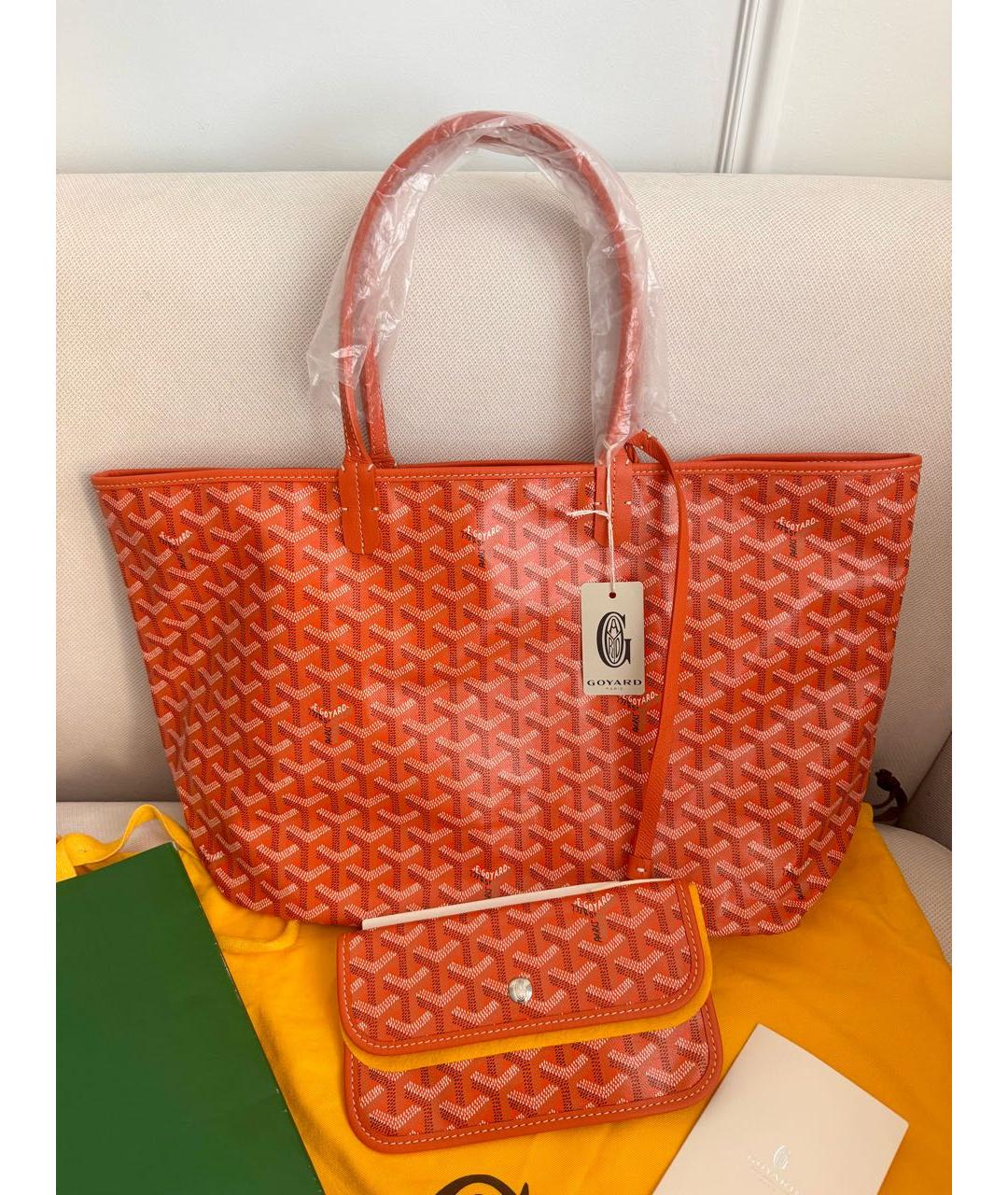 GOYARD Оранжевая сумка с короткими ручками из канвы, фото 3