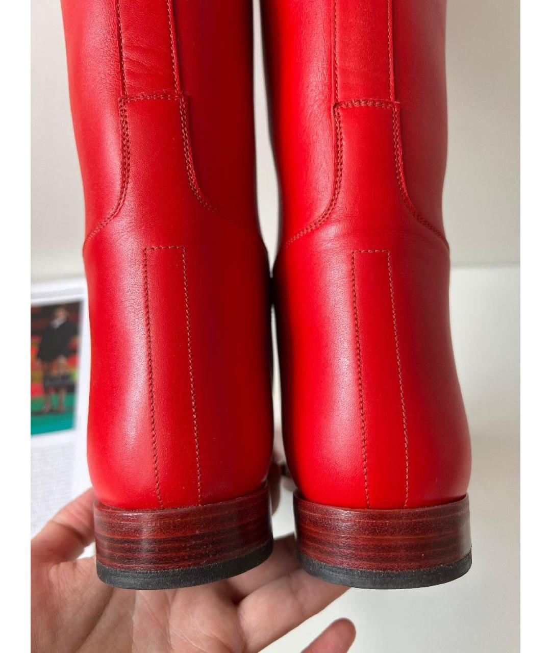 HERMES Красные ботфорты, фото 5