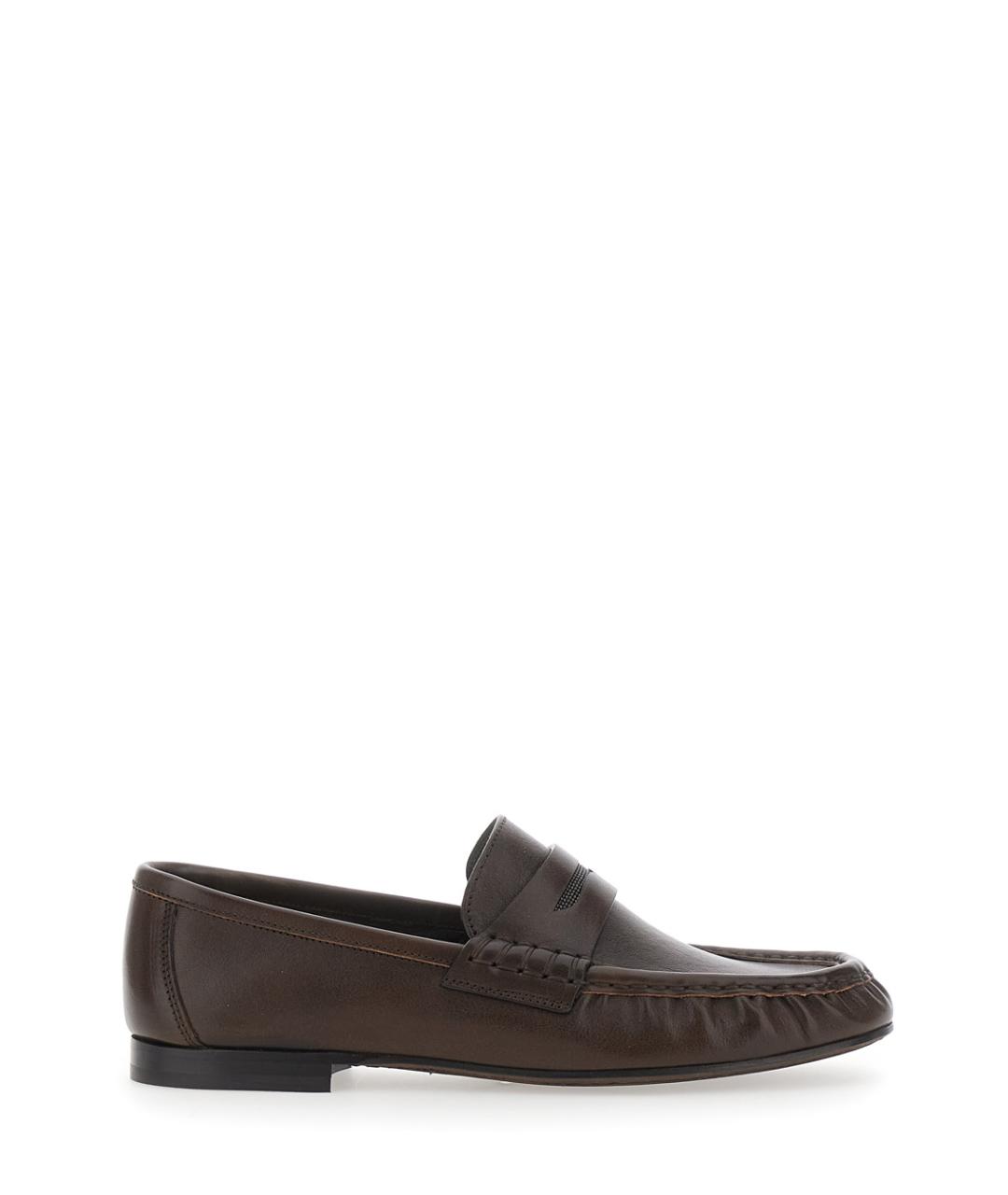 BRUNELLO CUCINELLI Коричневые кожаные лоферы, фото 1