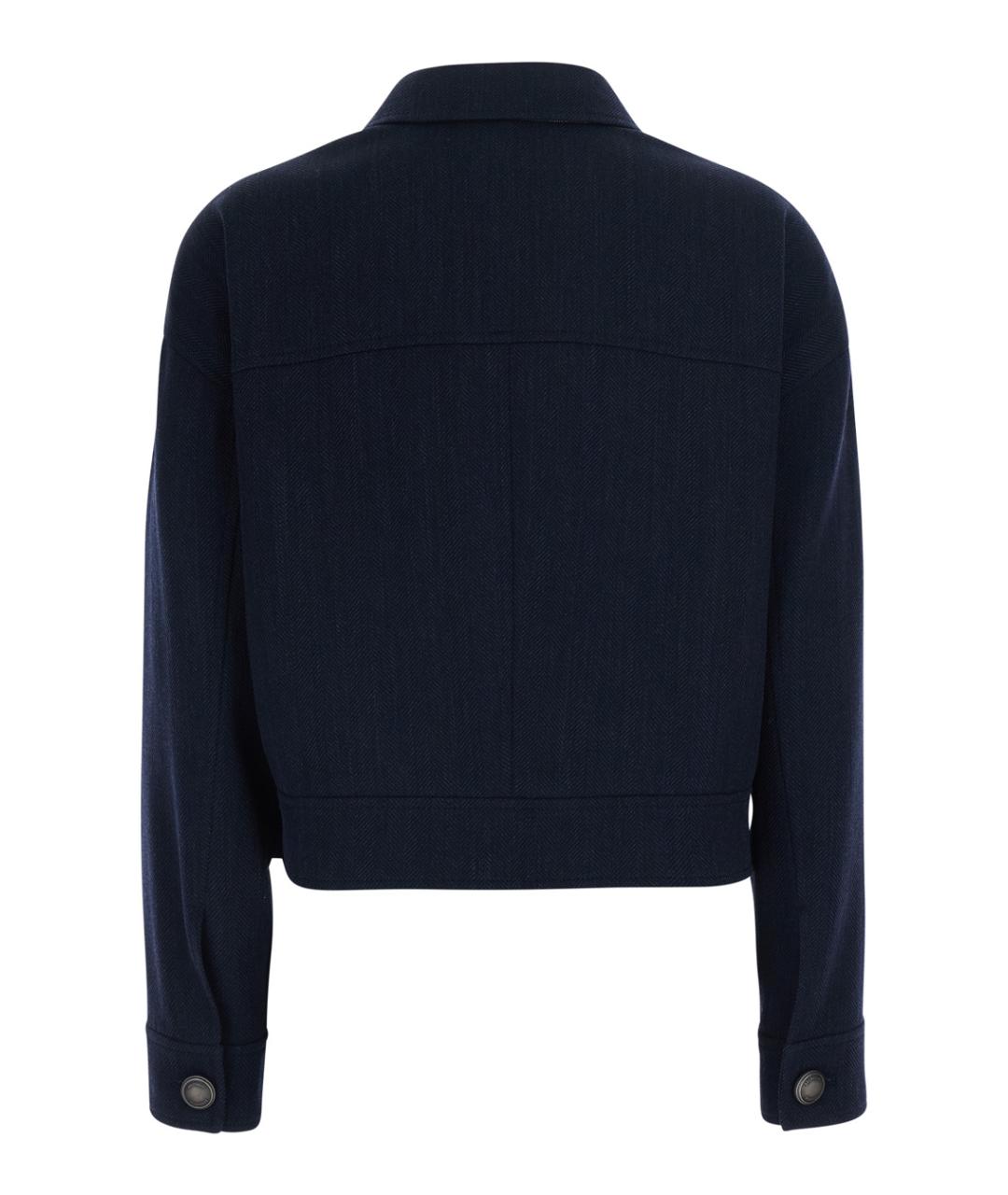 BRUNELLO CUCINELLI Темно-синяя шерстяная куртка, фото 2