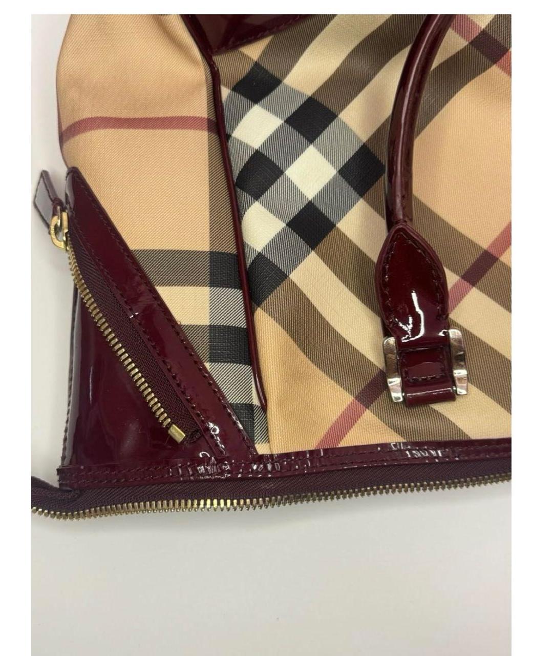 BURBERRY Бордовая сумка тоут из канвы, фото 5