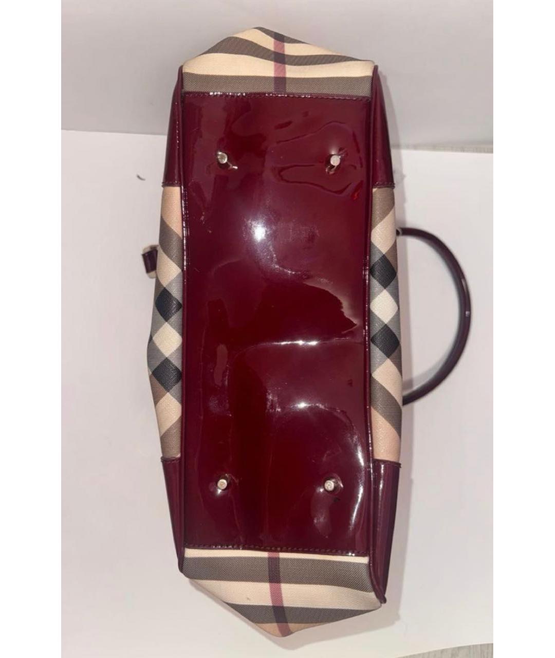 BURBERRY Бордовая сумка тоут из канвы, фото 6