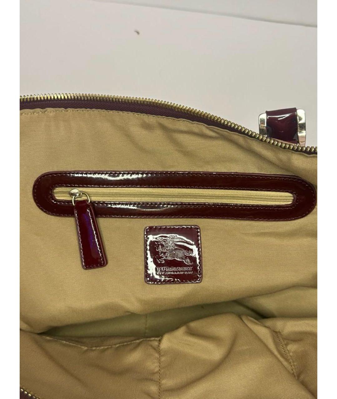 BURBERRY Бордовая сумка тоут из канвы, фото 4