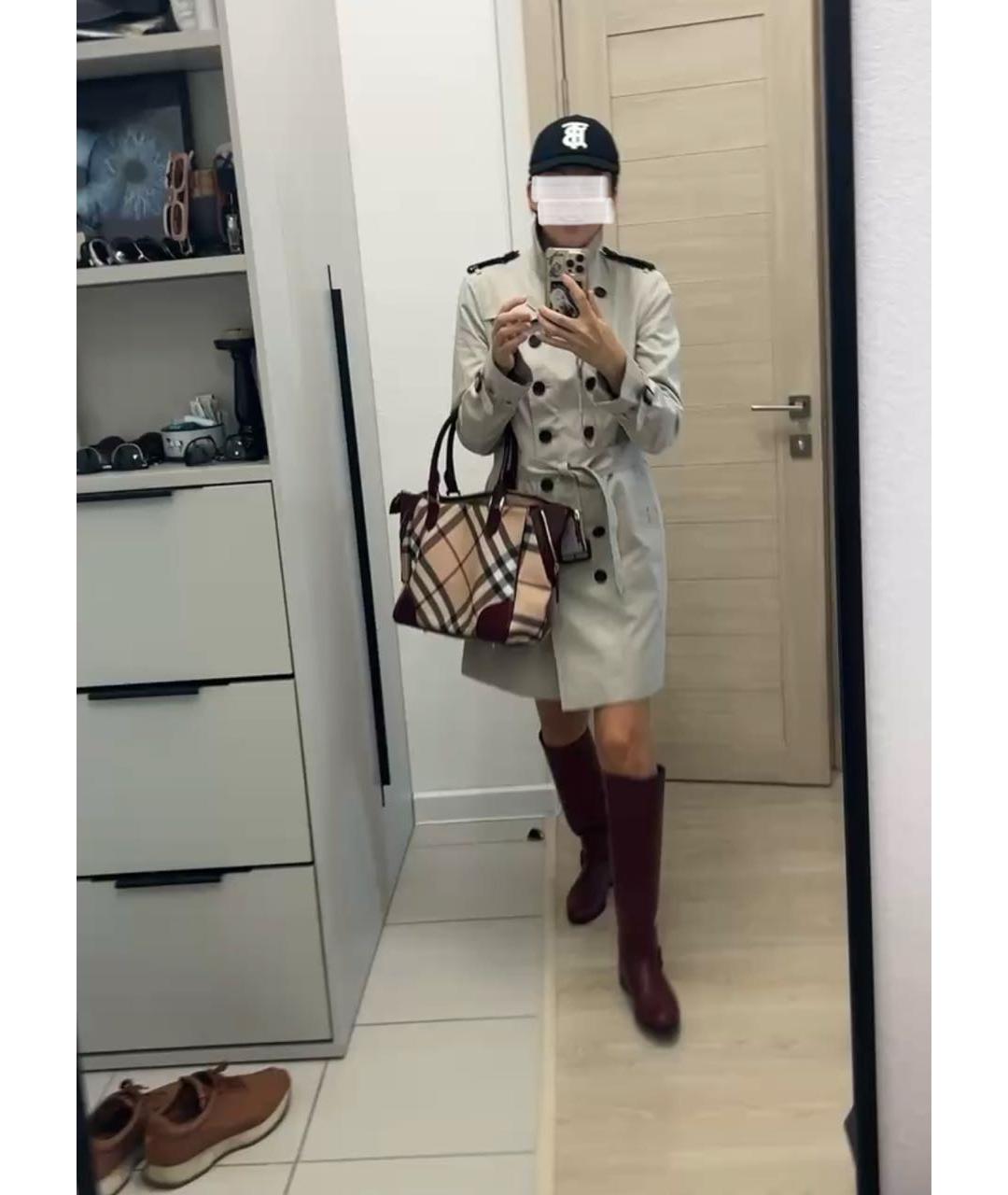BURBERRY Бордовая сумка тоут из канвы, фото 8