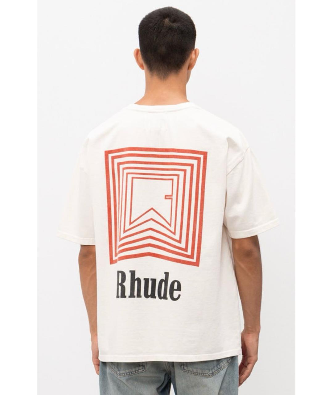 RHUDE Бежевая хлопковая футболка, фото 8