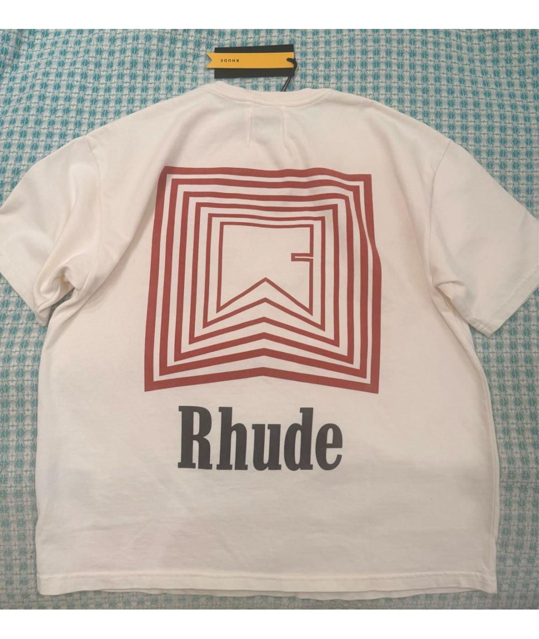 RHUDE Бежевая хлопковая футболка, фото 4