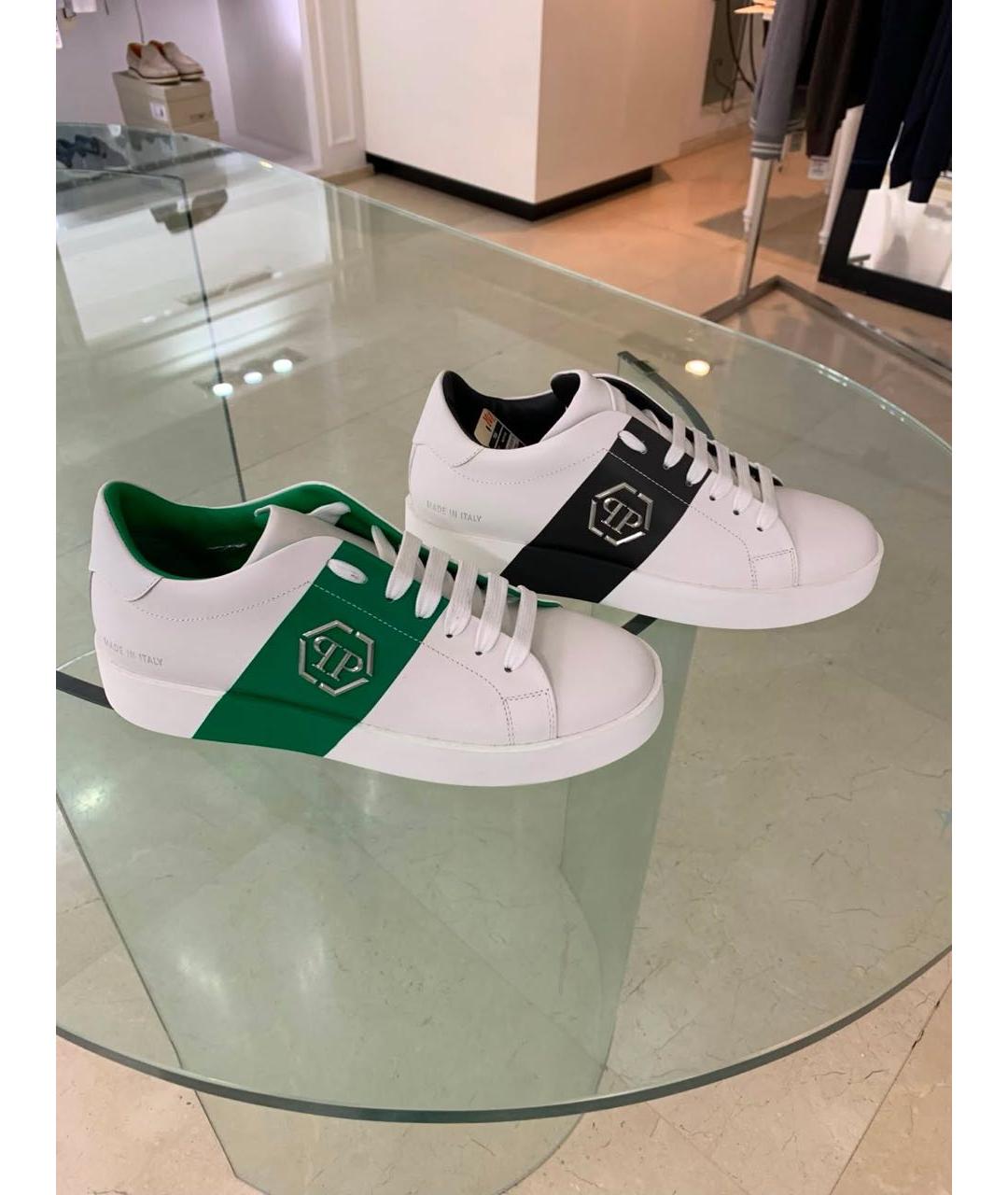 PHILIPP PLEIN Белые кожаные низкие кроссовки / кеды, фото 5