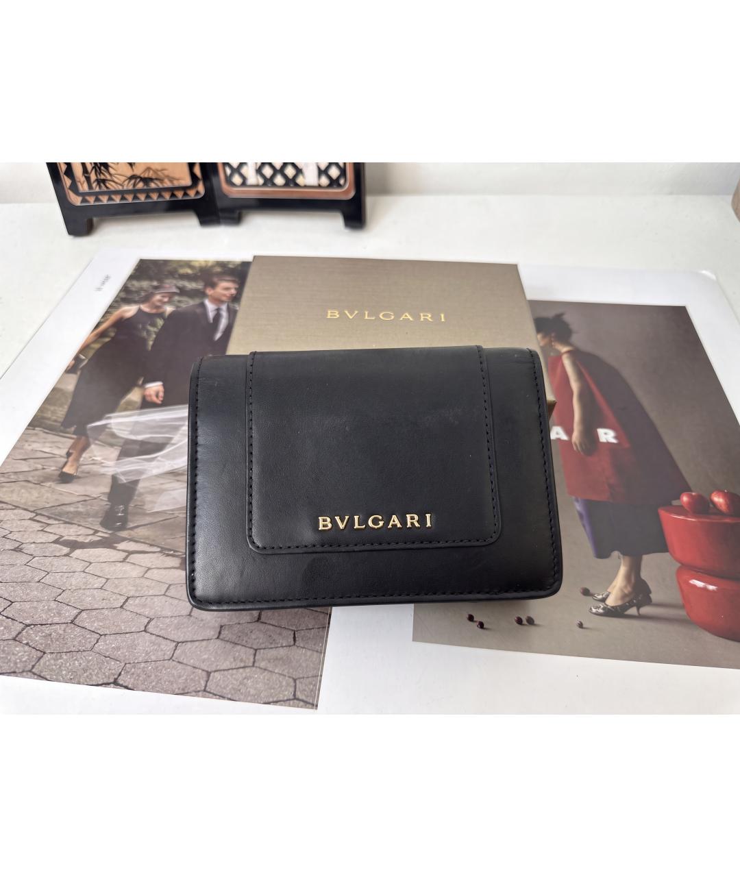 BVLGARI Черный кожаный кошелек, фото 2