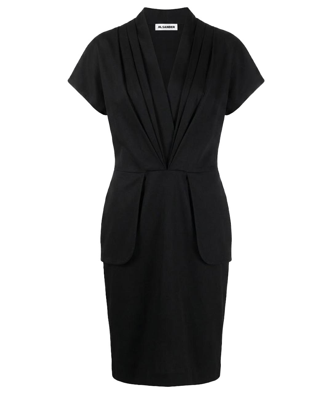 JIL SANDER Черное хлопковое повседневное платье, фото 1
