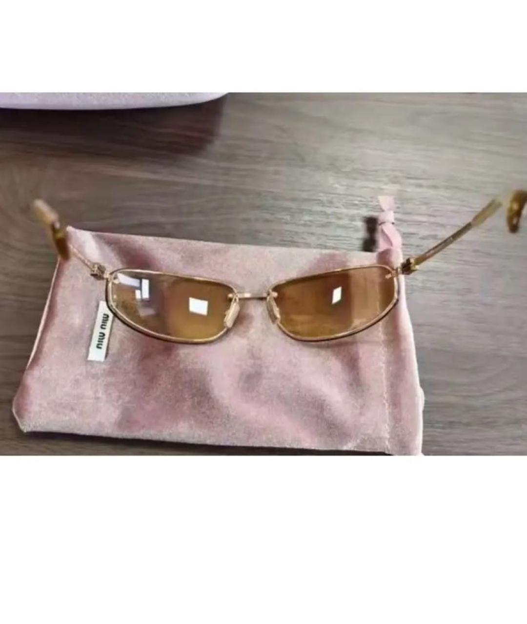 MIU MIU Золотые металлические солнцезащитные очки, фото 6