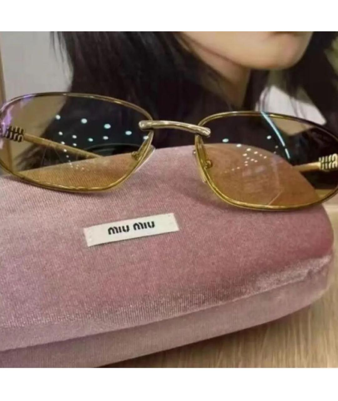 MIU MIU Золотые металлические солнцезащитные очки, фото 8