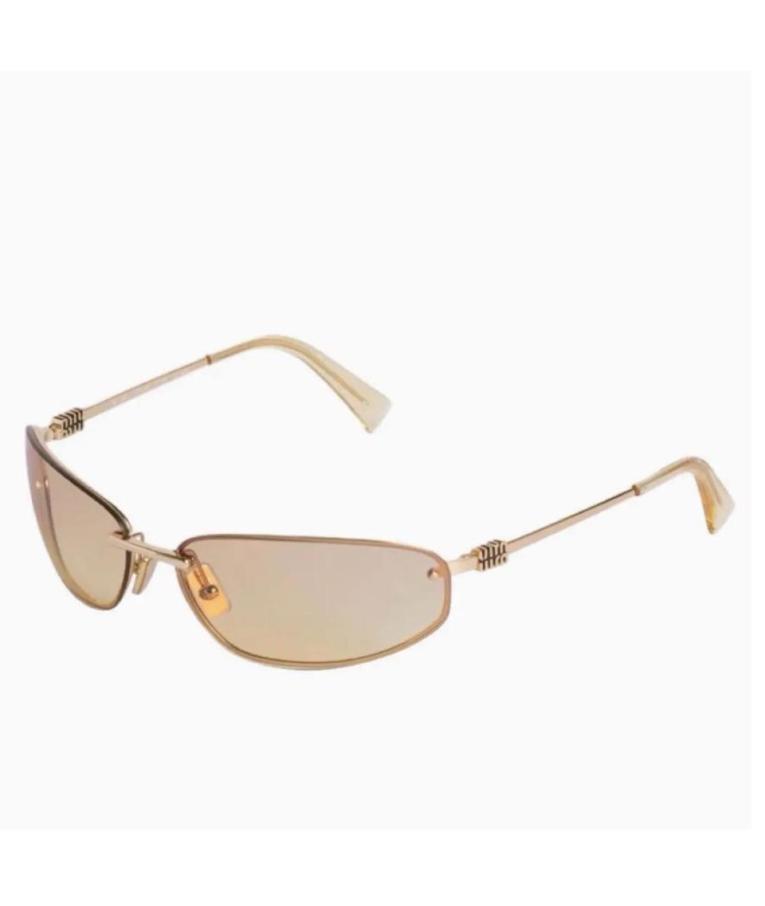 MIU MIU Золотые металлические солнцезащитные очки, фото 2