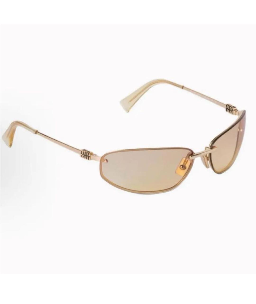 MIU MIU Золотые металлические солнцезащитные очки, фото 4