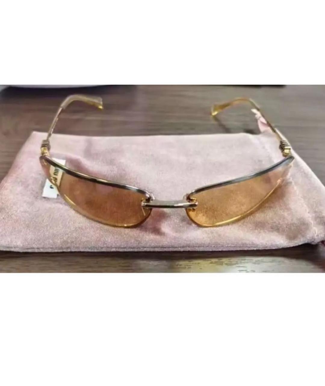 MIU MIU Золотые металлические солнцезащитные очки, фото 5