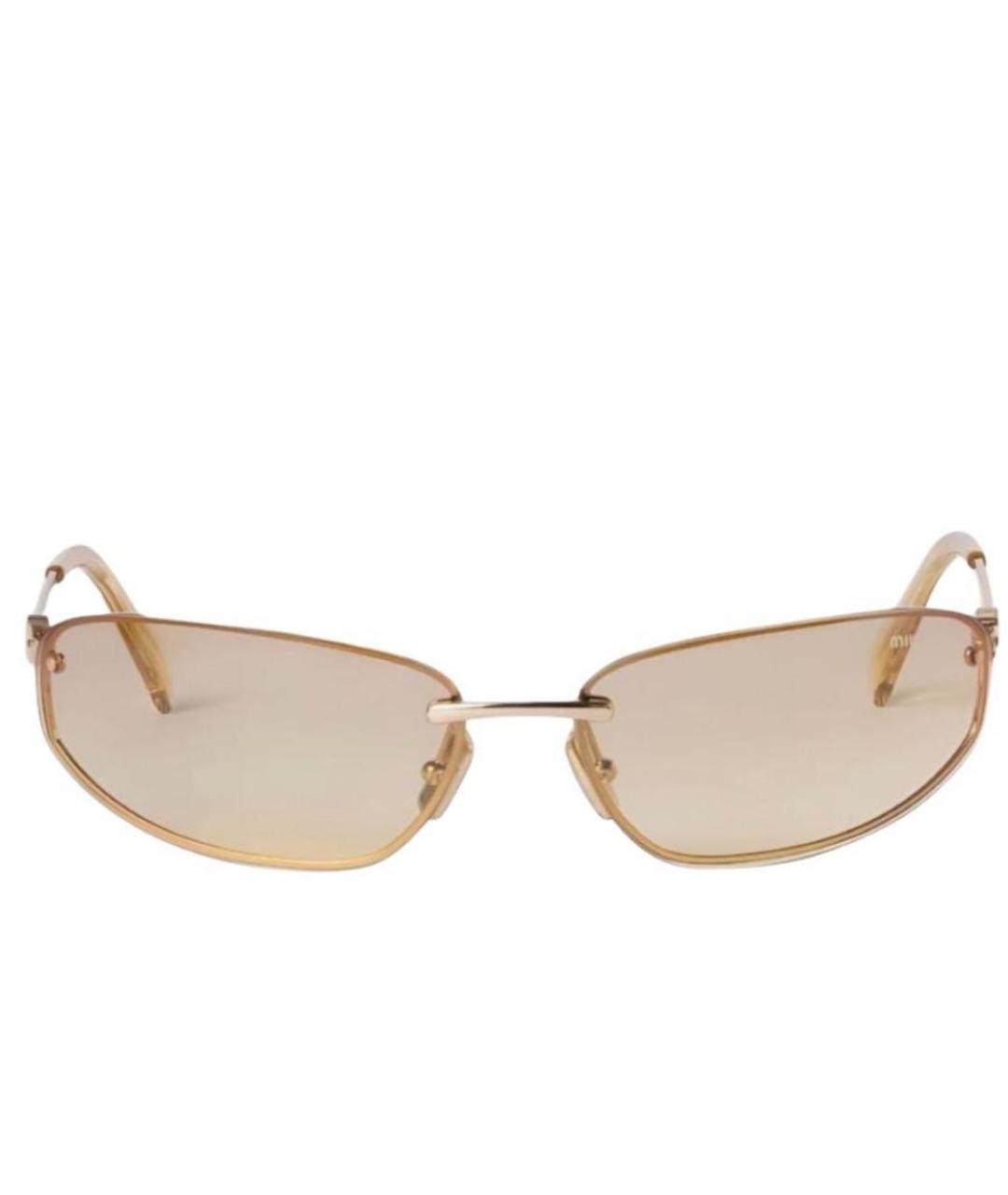 MIU MIU Золотые металлические солнцезащитные очки, фото 9