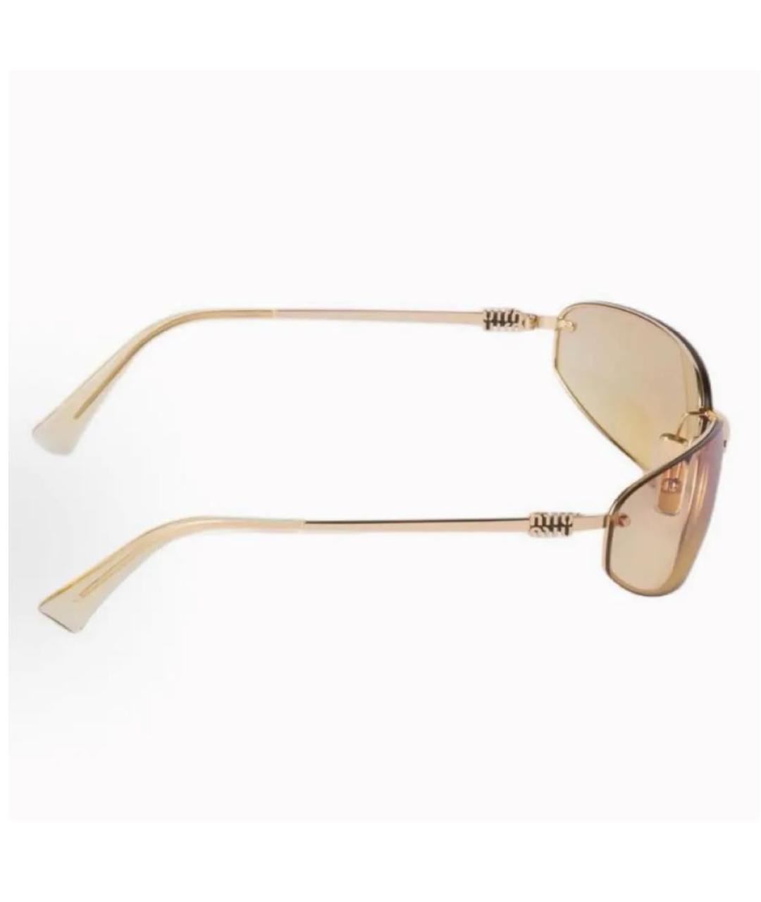 MIU MIU Золотые металлические солнцезащитные очки, фото 3