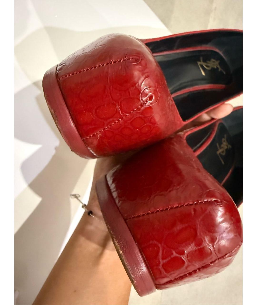 SAINT LAURENT Бордовые кожаные туфли, фото 4
