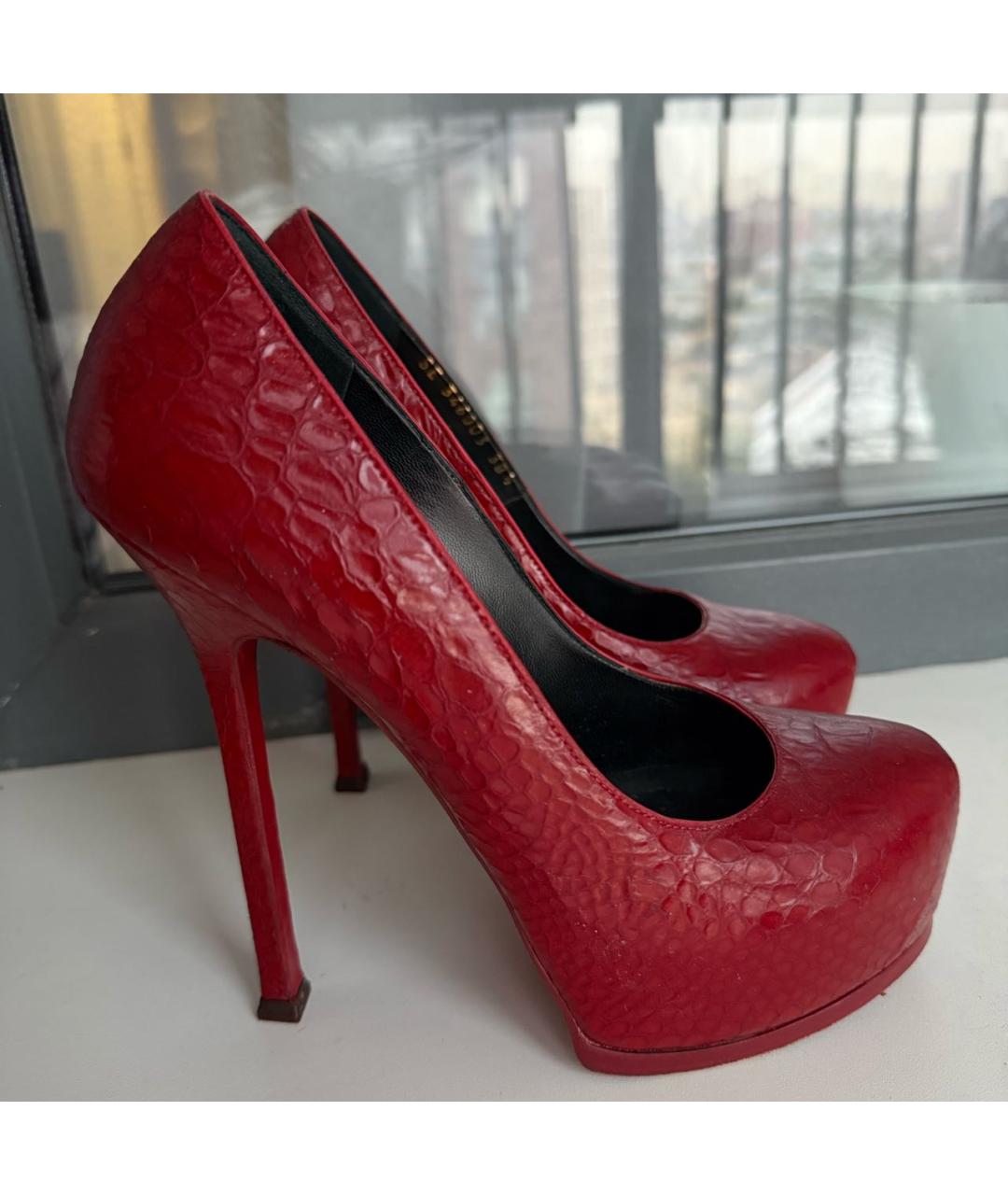 SAINT LAURENT Бордовые кожаные туфли, фото 5