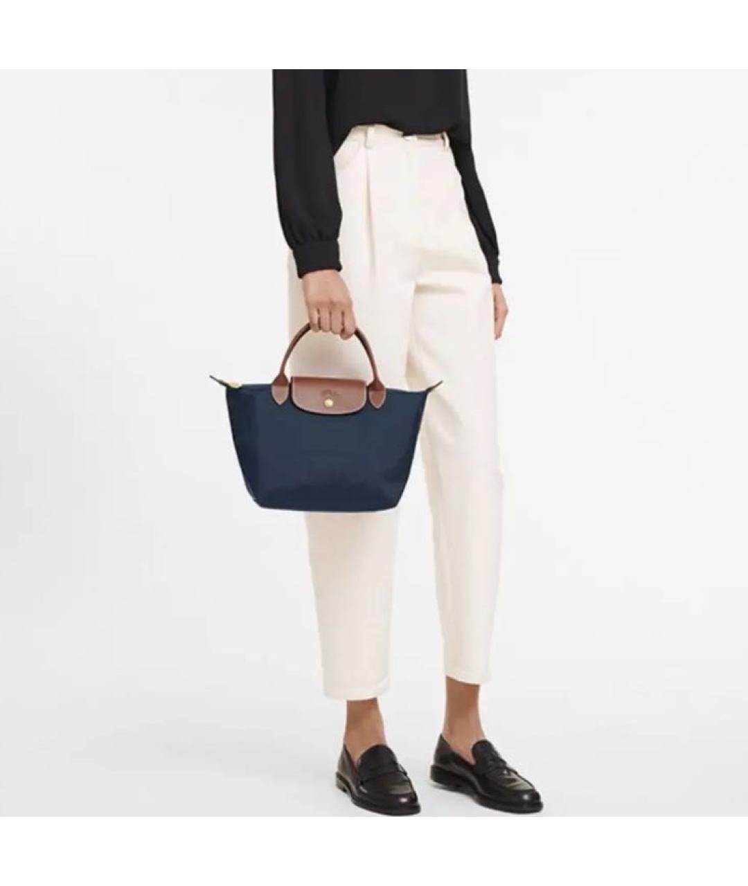 LONGCHAMP Темно-синяя тканевая сумка тоут, фото 5