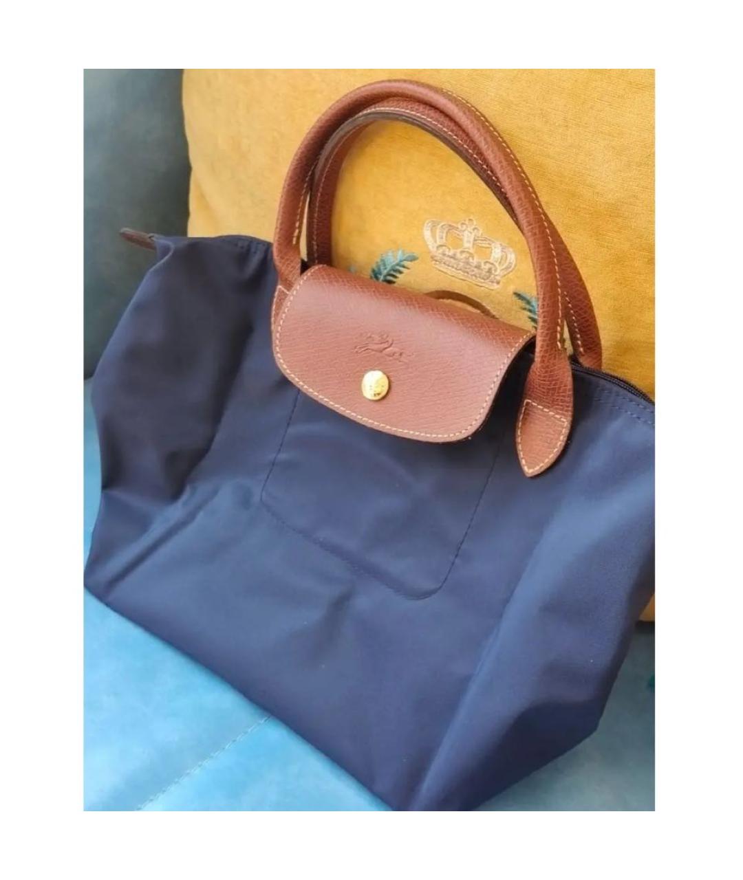 LONGCHAMP Темно-синяя тканевая сумка тоут, фото 6