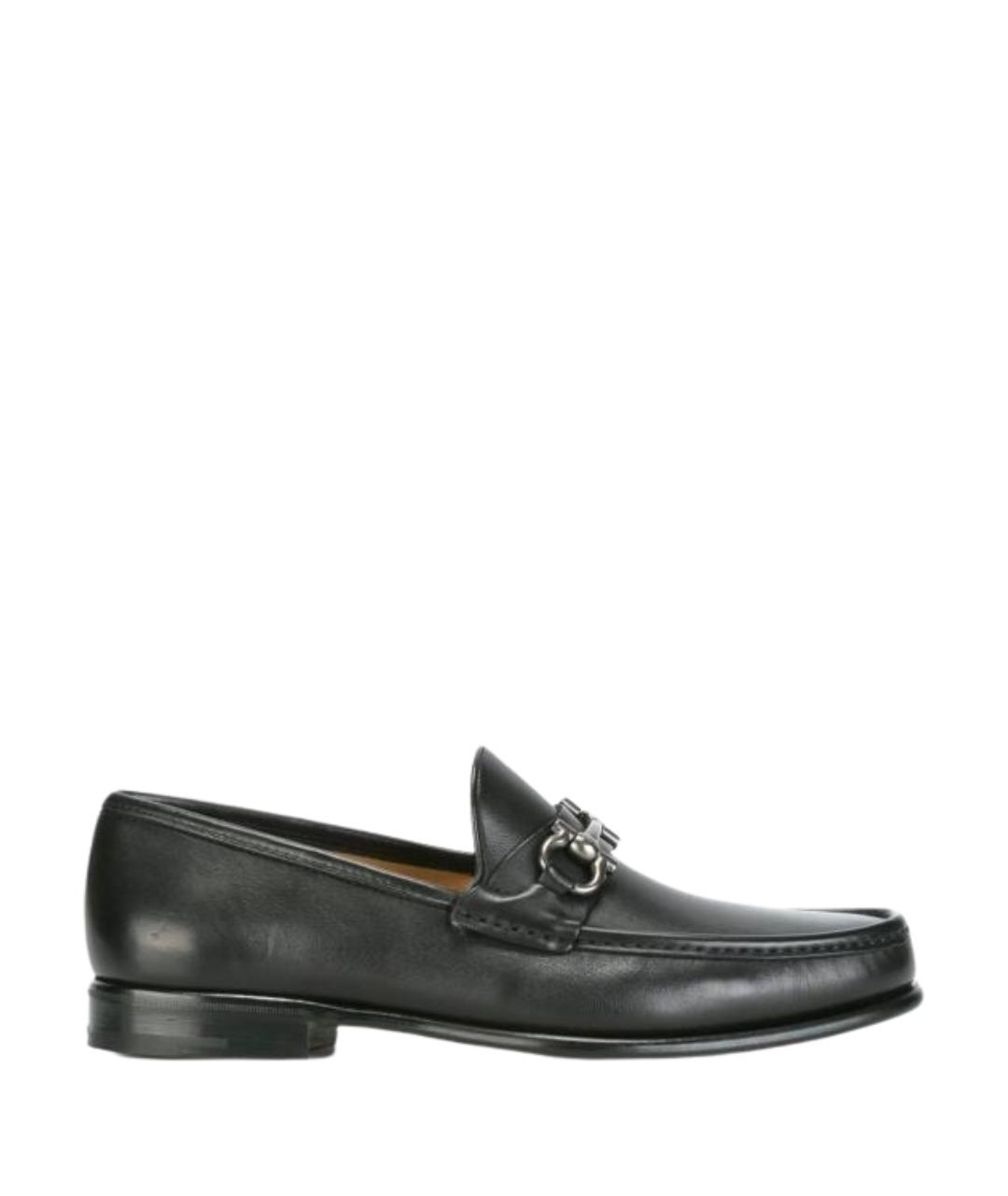 FERRAGAMO Черные кожаные лоферы, фото 1