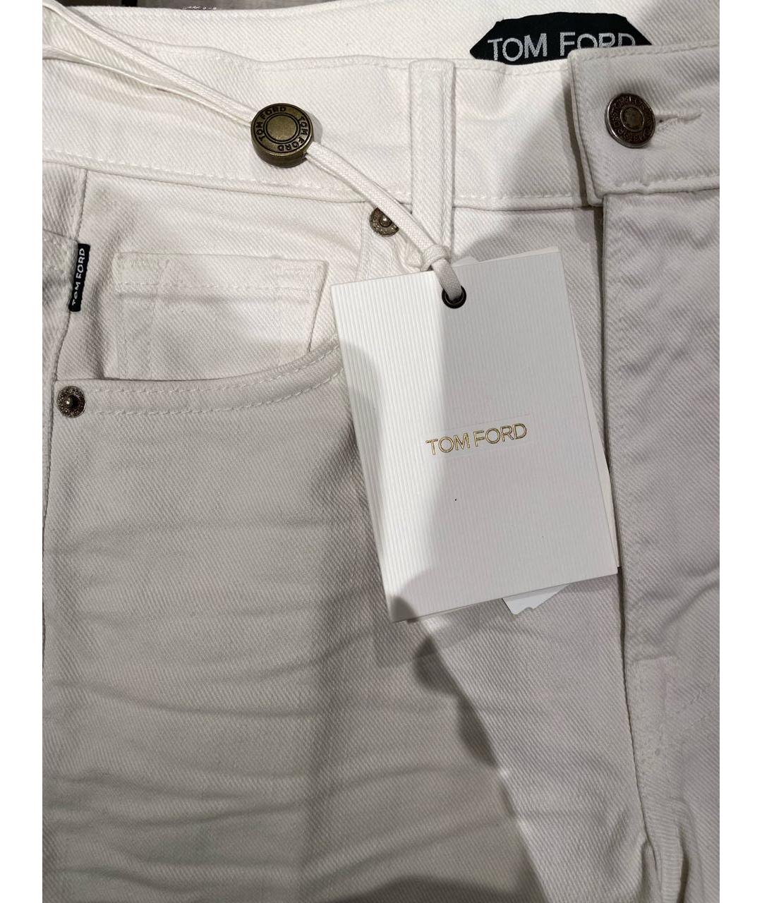 TOM FORD Белые хлопковые прямые джинсы, фото 4