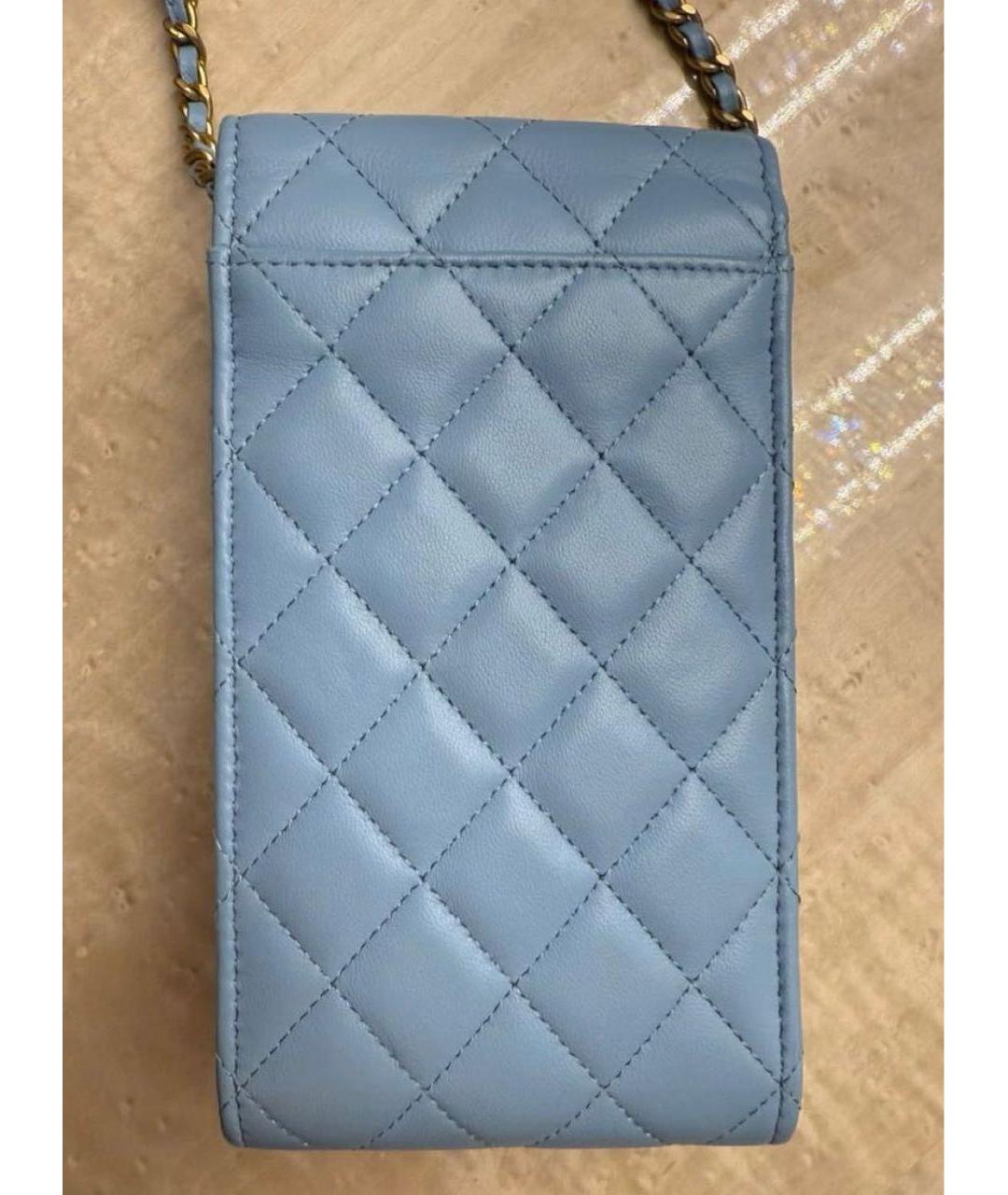 CHANEL Голубая кожаная сумка через плечо, фото 3