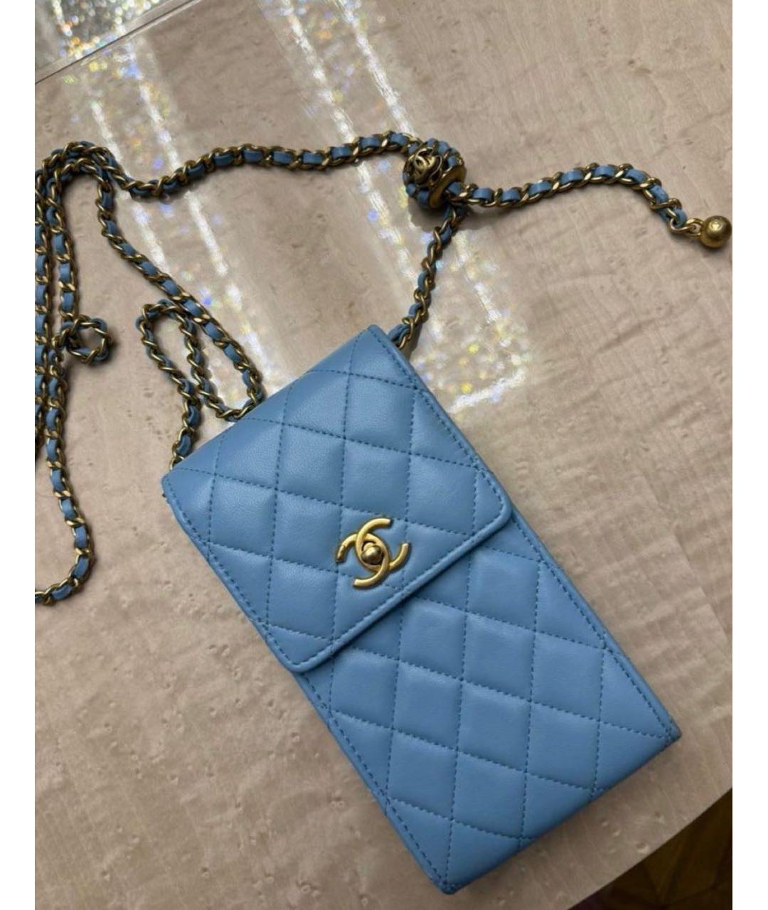 CHANEL Голубая кожаная сумка через плечо, фото 5