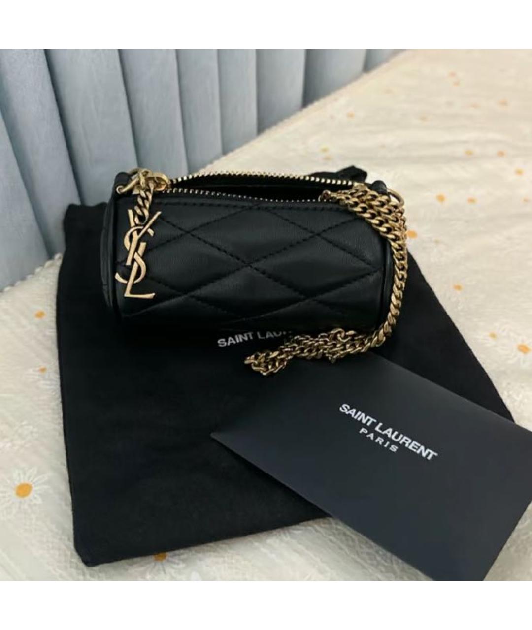 SAINT LAURENT Черная кожаная сумка через плечо, фото 3
