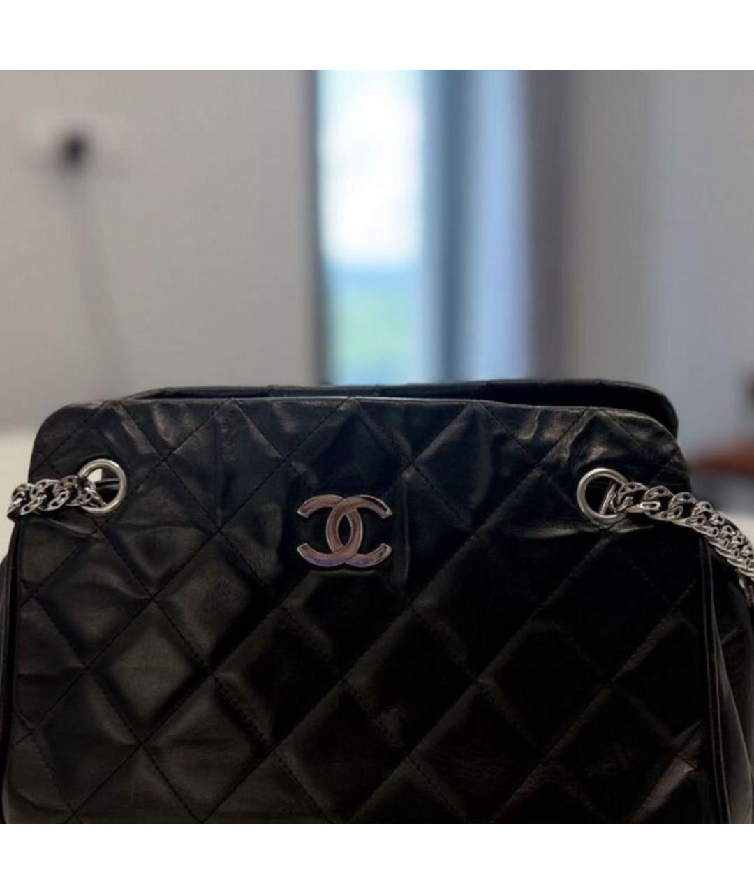 CHANEL Черная кожаная сумка тоут, фото 7