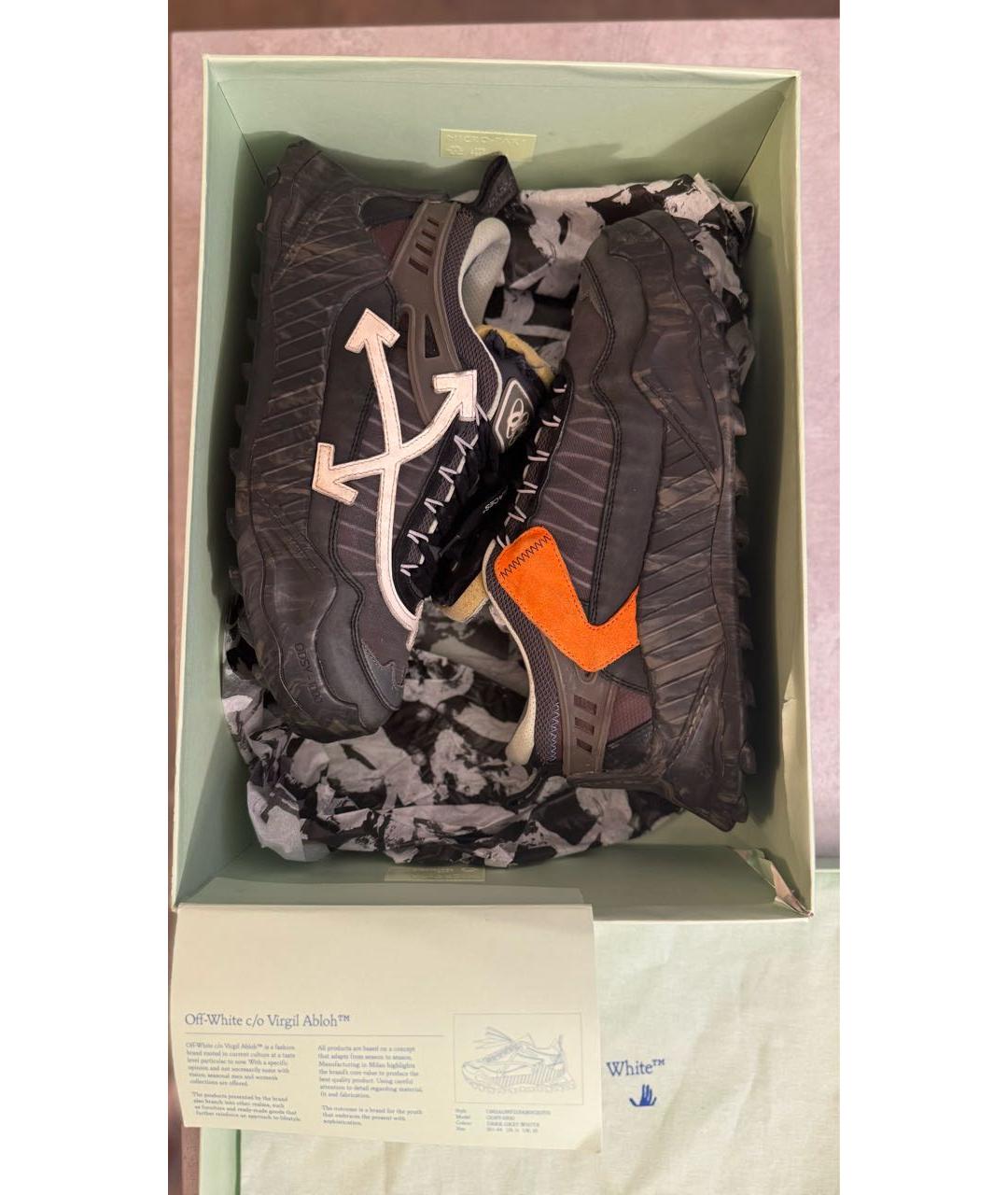 OFF-WHITE Черные текстильные высокие кроссовки / кеды, фото 4
