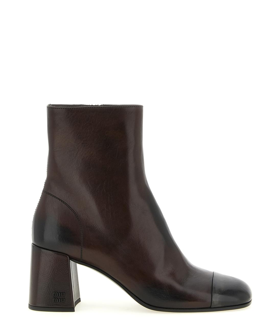 MIU MIU Коричневые кожаные ботильоны, фото 1