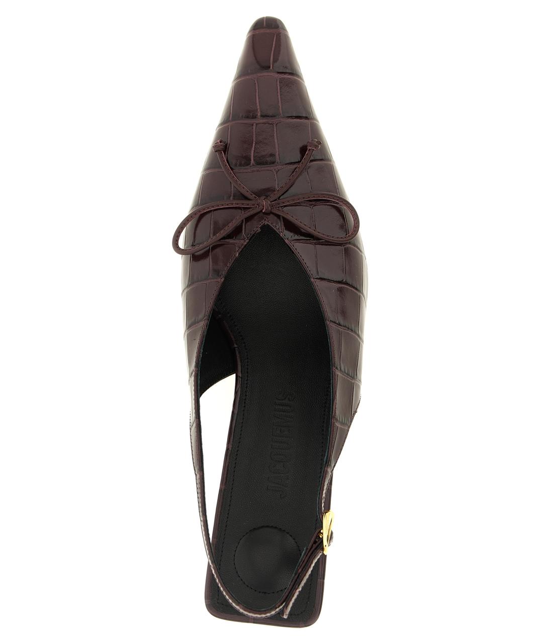 JACQUEMUS Бордовые кожаные туфли, фото 5