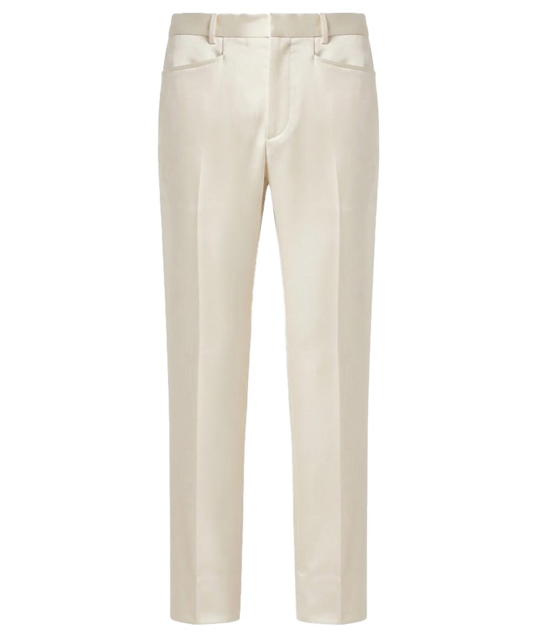TOM FORD Бежевые шерстяные прямые брюки, фото 1