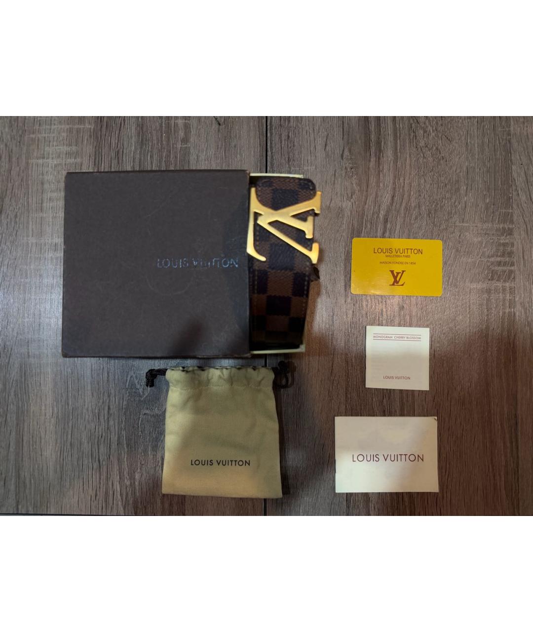 LOUIS VUITTON Коричневый кожаный ремень, фото 4