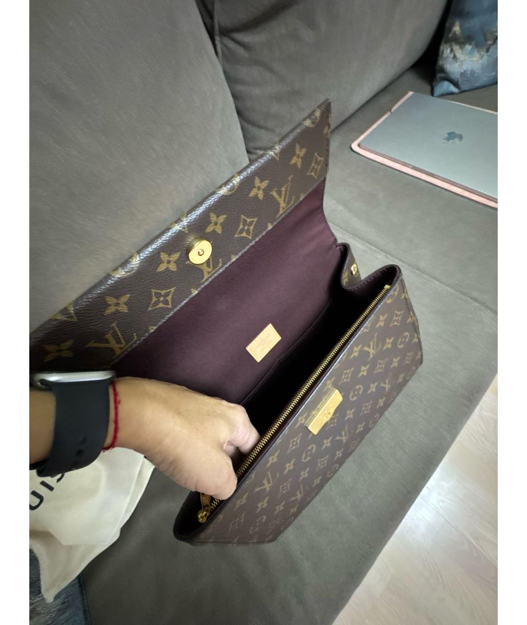 LOUIS VUITTON Коричневая сумка с короткими ручками из канвы, фото 4